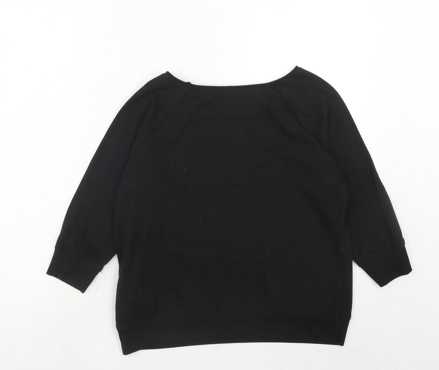 New Look Womens Black Cotton Pullover Sweatshirt Size 10 Pullover