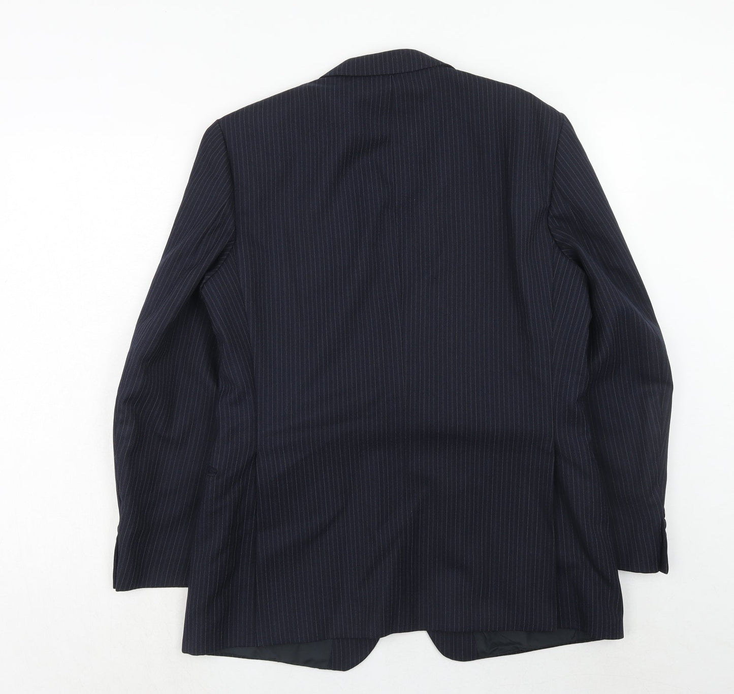 St.Michael Mens Blue Striped Polyester Jacket Suit Jacket Size 40 Regular