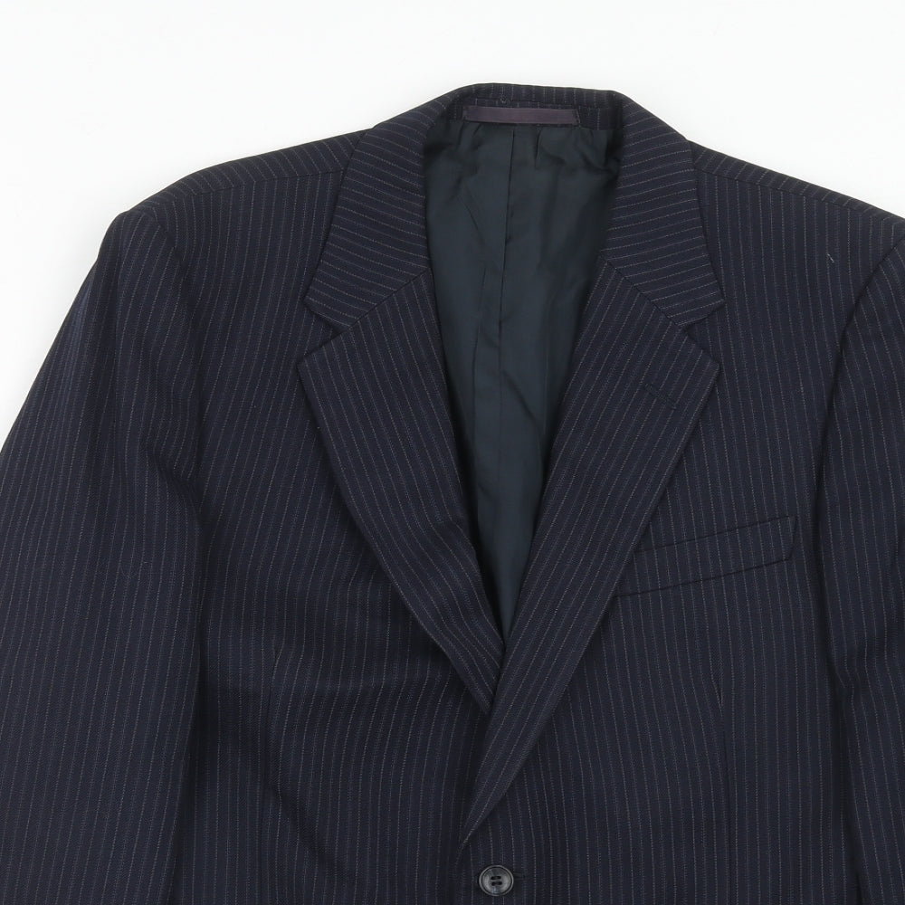 St.Michael Mens Blue Striped Polyester Jacket Suit Jacket Size 40 Regular