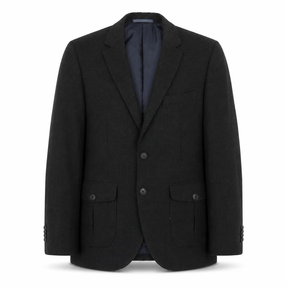 Marks & Spencer Mens Black Check Wool Jacket Blazer Size 40 Regular
