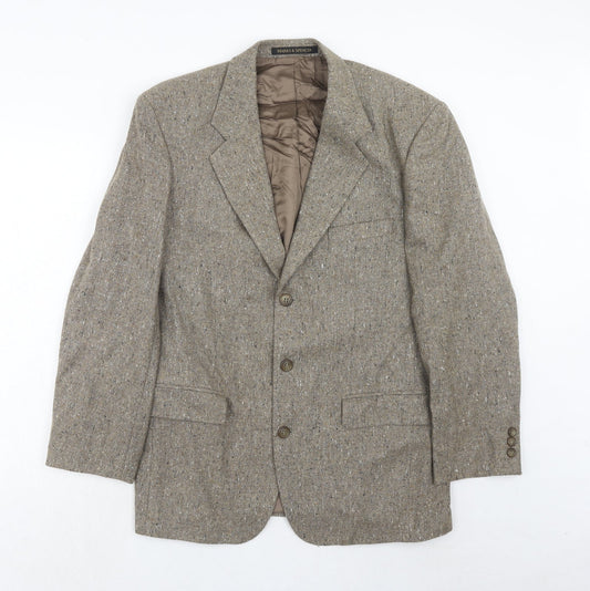 Marks and Spencer Mens Brown Wool Jacket Blazer Size 40 Regular