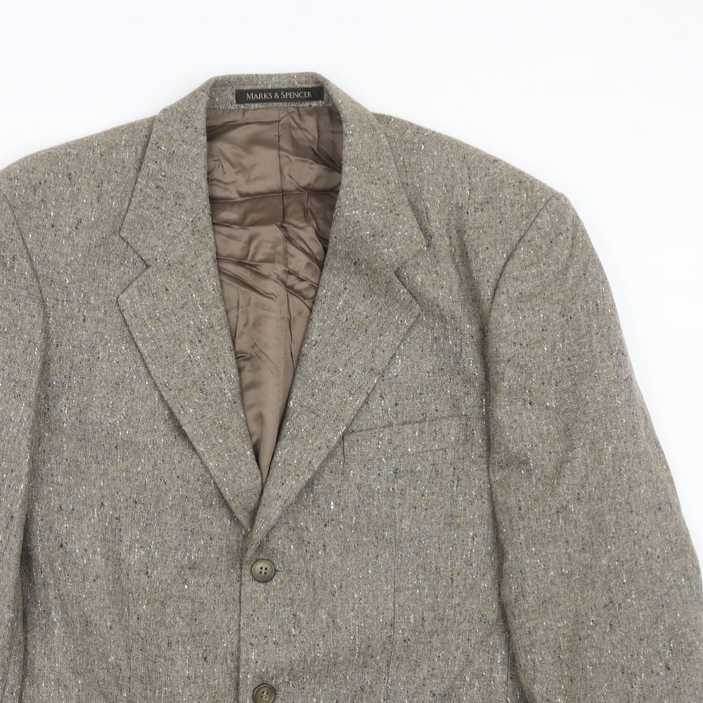 Marks and Spencer Mens Brown Wool Jacket Blazer Size 40 Regular