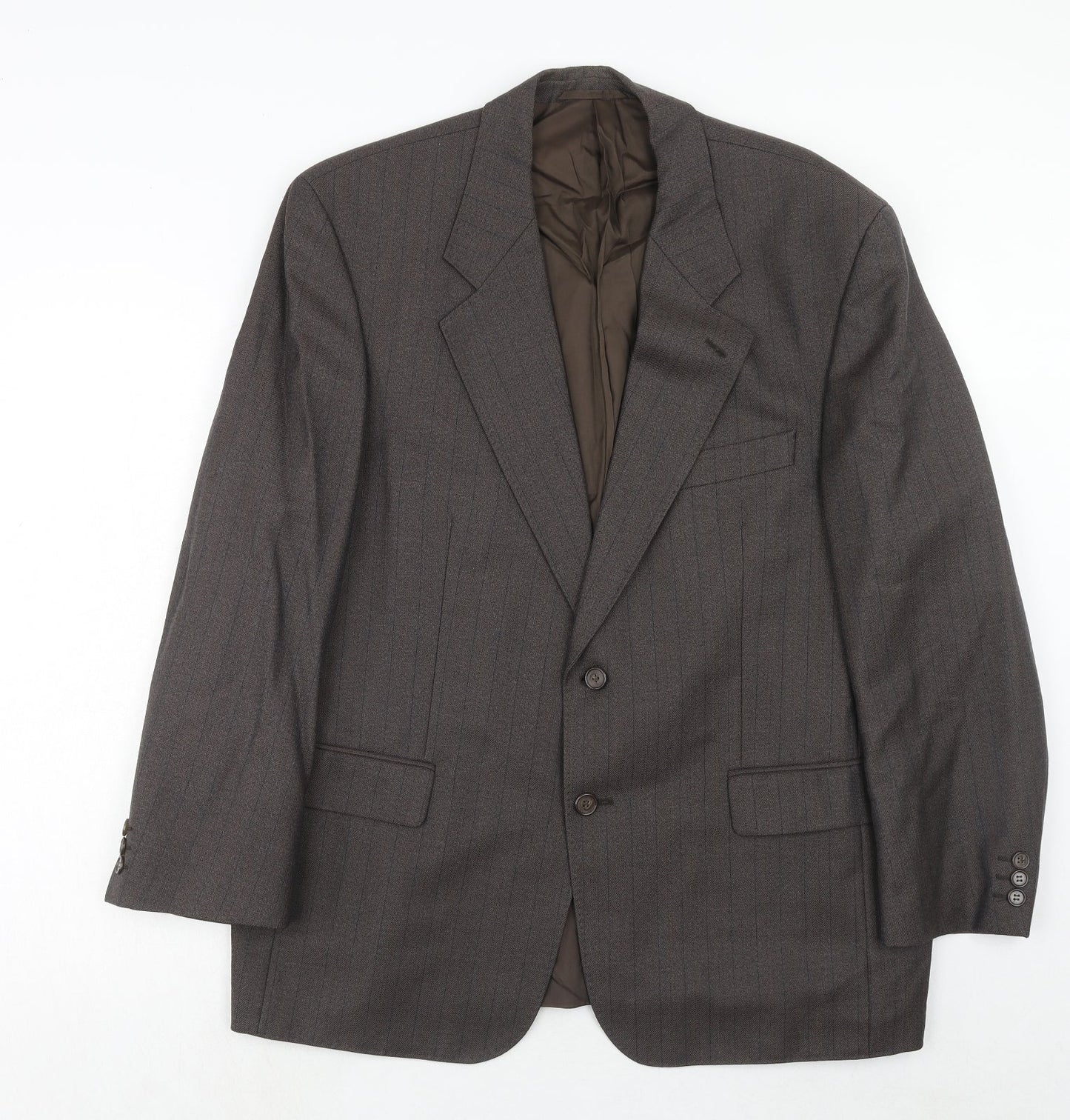 Wellington Mens Brown Striped Wool Jacket Suit Jacket Size 44 Regular