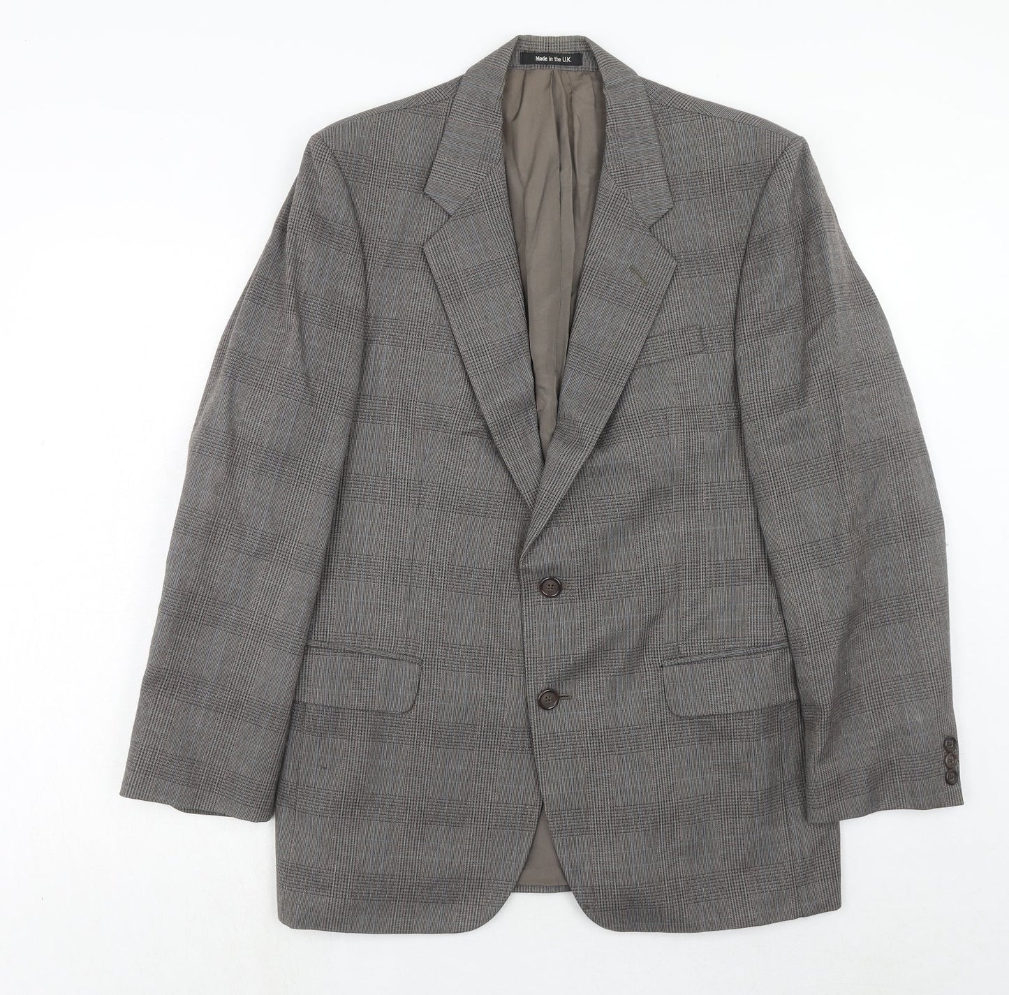Marks and Spencer Mens Grey Plaid Wool Jacket Suit Jacket Size 40 Regular