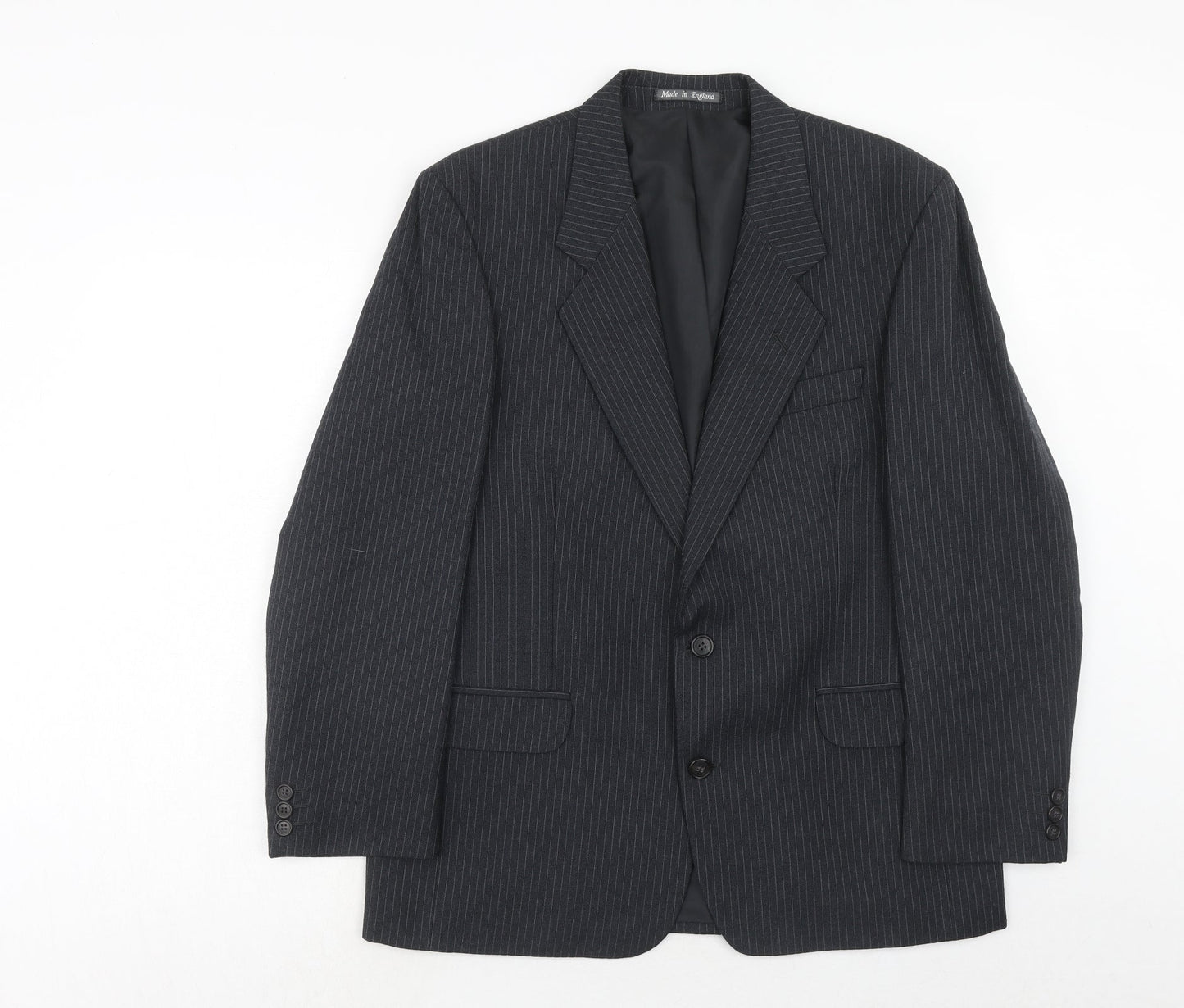 Hector James Mens Grey Striped Wool Jacket Suit Jacket Size 40 Regular