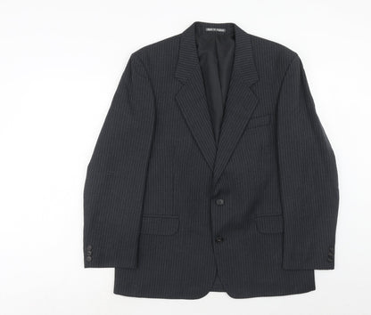 Hector James Mens Grey Striped Wool Jacket Suit Jacket Size 40 Regular