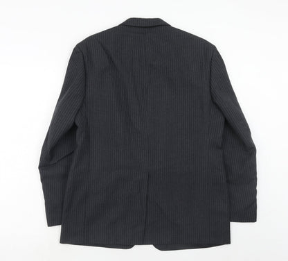 Hector James Mens Grey Striped Wool Jacket Suit Jacket Size 40 Regular