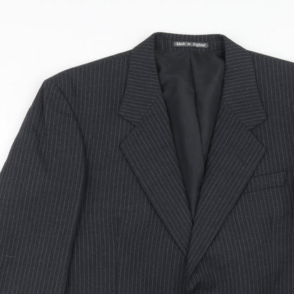 Hector James Mens Grey Striped Wool Jacket Suit Jacket Size 40 Regular