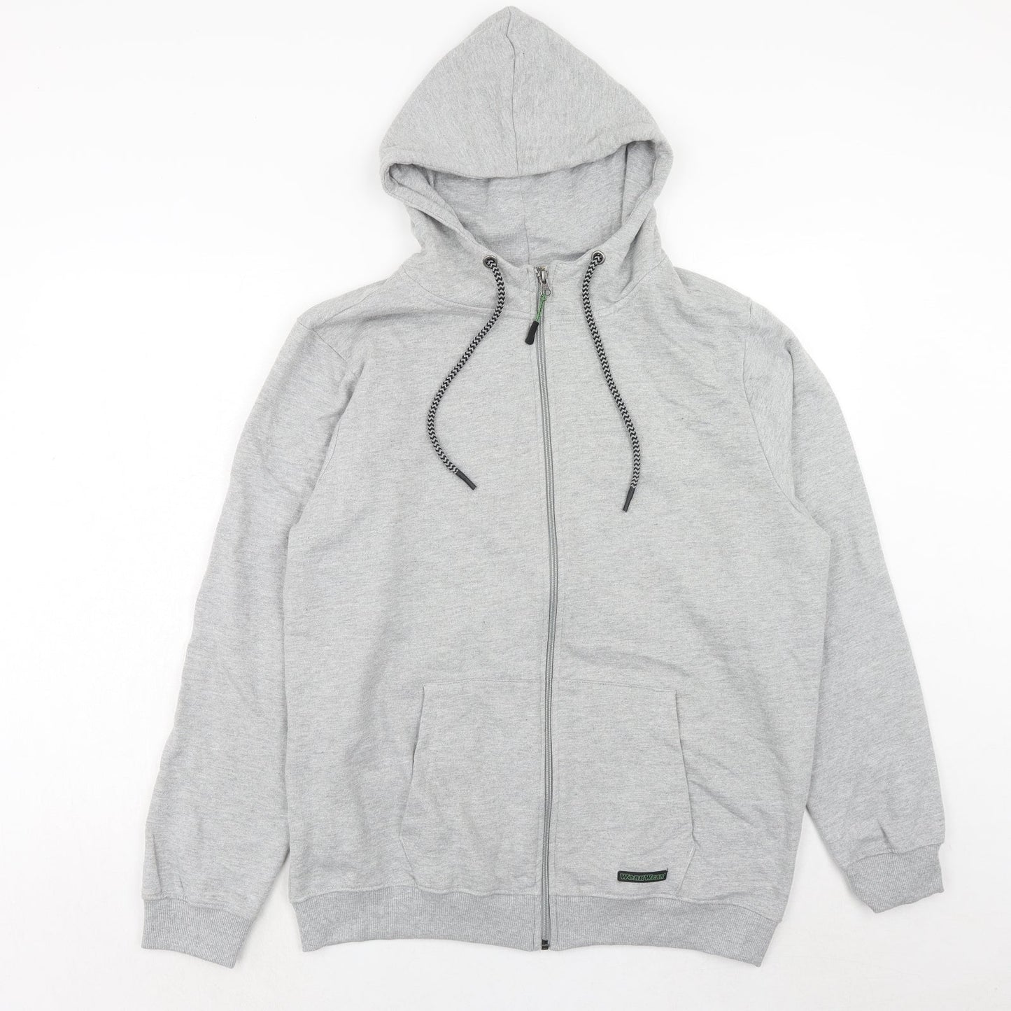 Workwear Mens Grey Cotton Full Zip Hoodie Size S