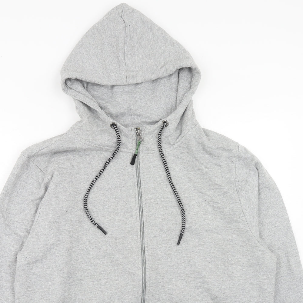 Workwear Mens Grey Cotton Full Zip Hoodie Size S