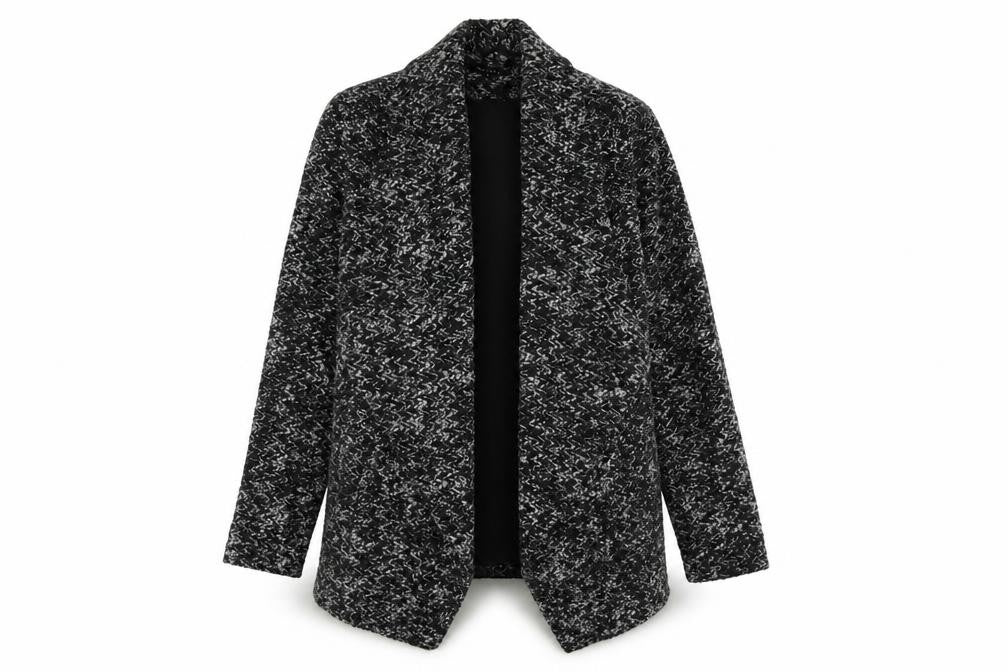 New Look Womens Grey Geometric Jacket Coatigan Size 8 - Zig Zag Look