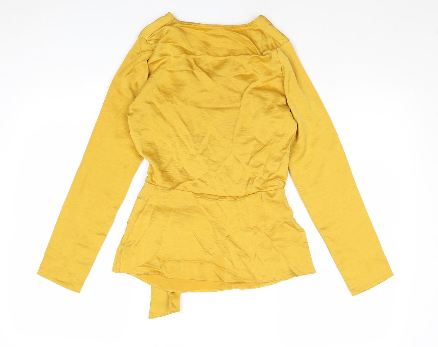 Dorothy Perkins Womens Yellow Polyester Basic Blouse Size 8 V-Neck