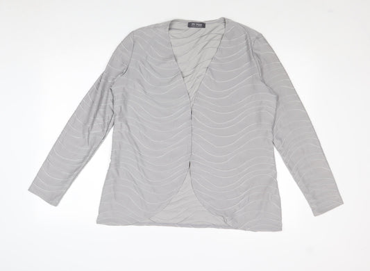 Mr Max Womens Grey V-Neck Geometric Polyester Cardigan Jumper Size L