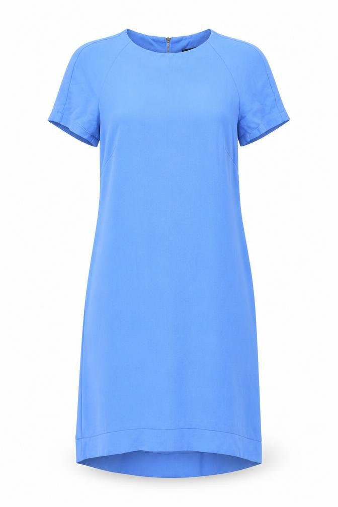 Topshop Womens Blue Polyester A-Line Size 8 Round Neck Zip