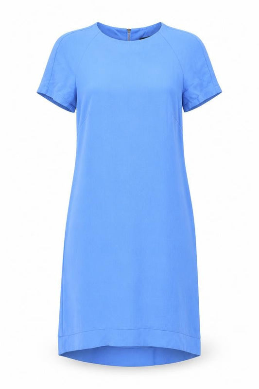 Topshop Womens Blue Polyester A-Line Size 8 Round Neck Zip