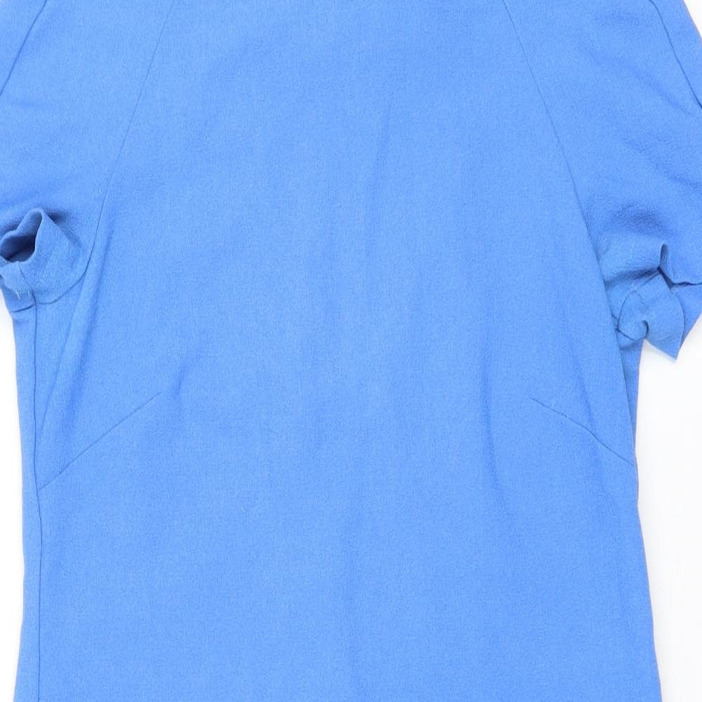 Topshop Womens Blue Polyester A-Line Size 8 Round Neck Zip