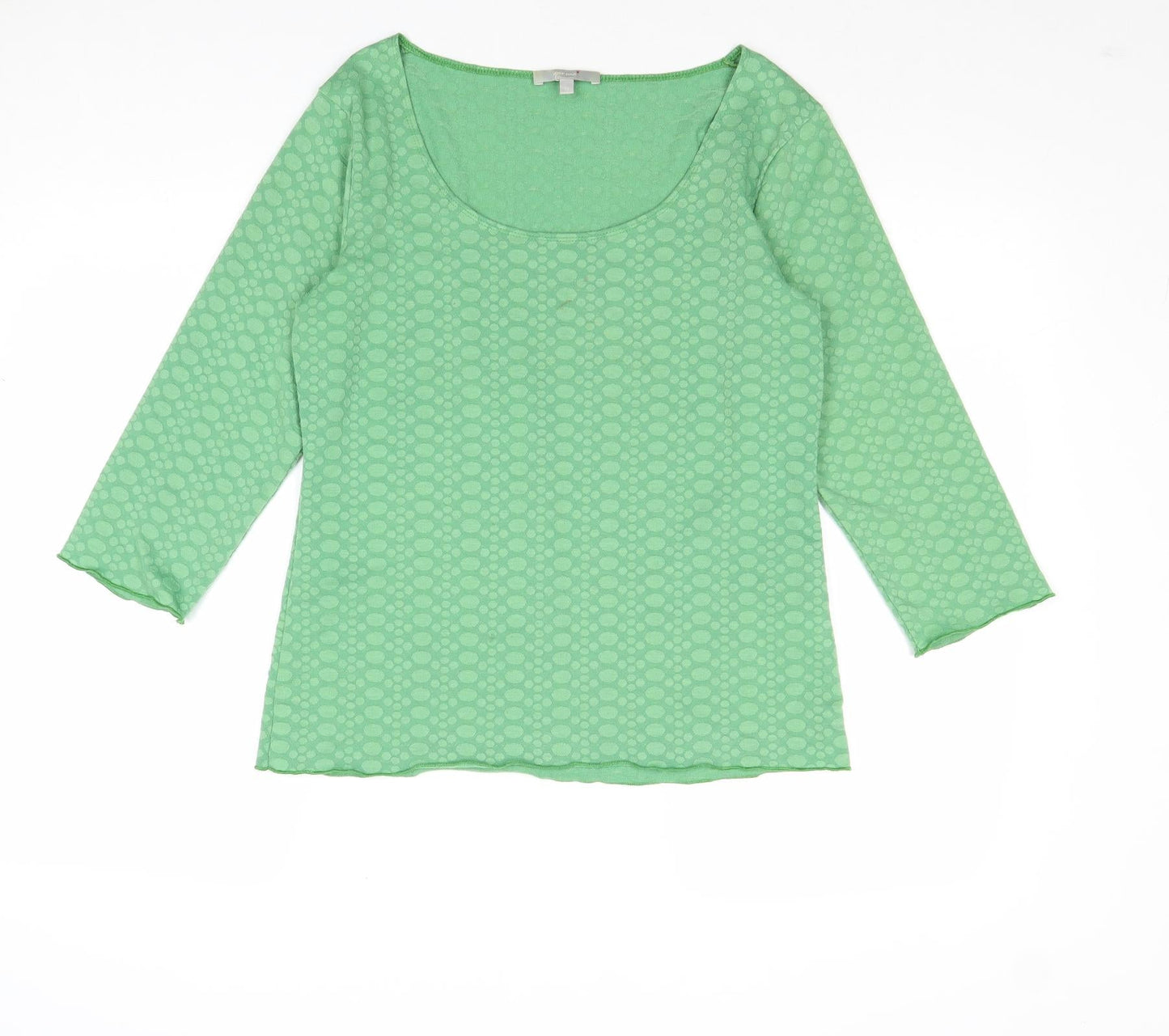Per Una Womens Green Geometric Polyester Basic Blouse Size 12 Scoop Neck