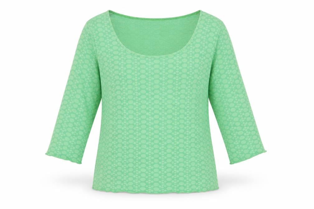 Per Una Womens Green Geometric Polyester Basic Blouse Size 12 Scoop Neck