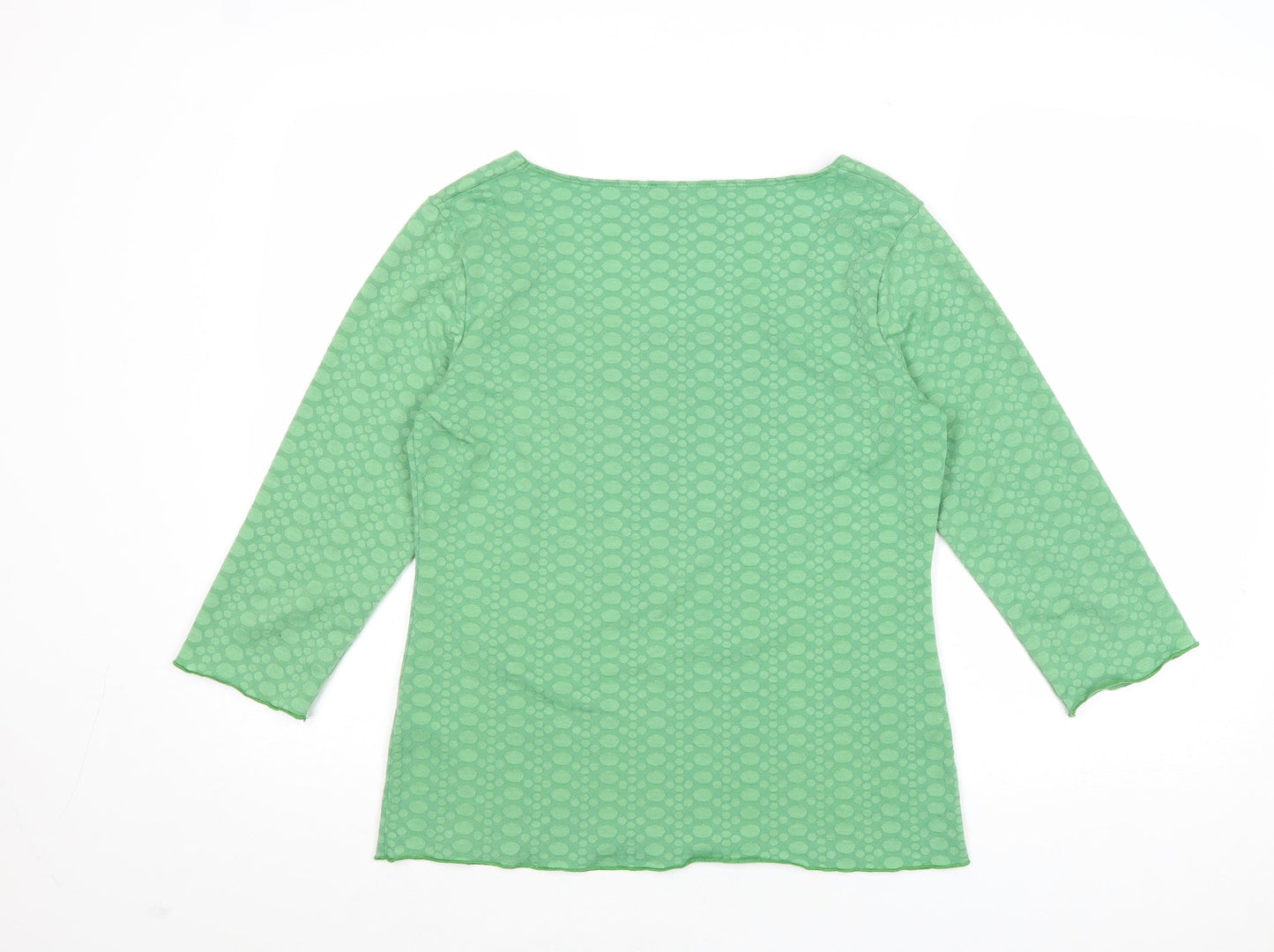Per Una Womens Green Geometric Polyester Basic Blouse Size 12 Scoop Neck