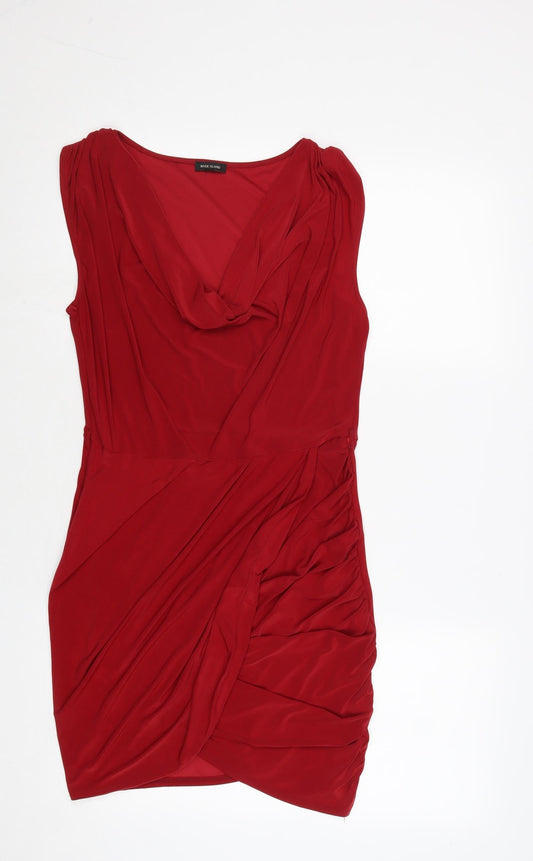 River Island Womens Red Polyester Bodycon Size 10 Cowl Neck Pullover