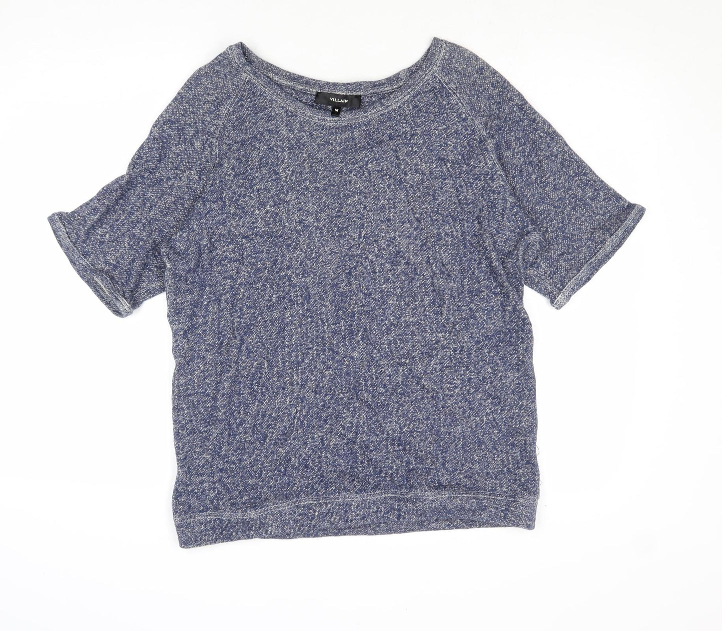Villain Womens Blue Boat Neck Cotton Pullover Jumper Size M