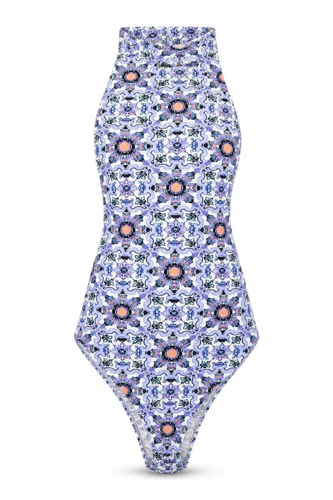 Missguided Womens Multicoloured Geometric Viscose Bodysuit One-Piece Size 8 Tie