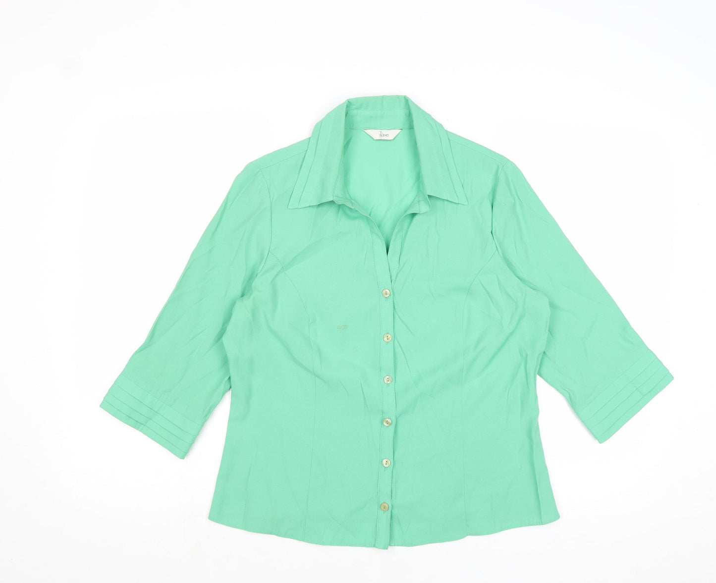 BHS Womens Green Polyester Basic Button-Up Size 14 Collared