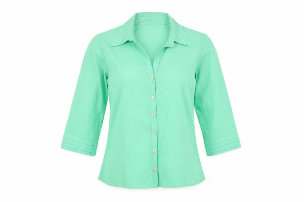 BHS Womens Green Polyester Basic Button-Up Size 14 Collared