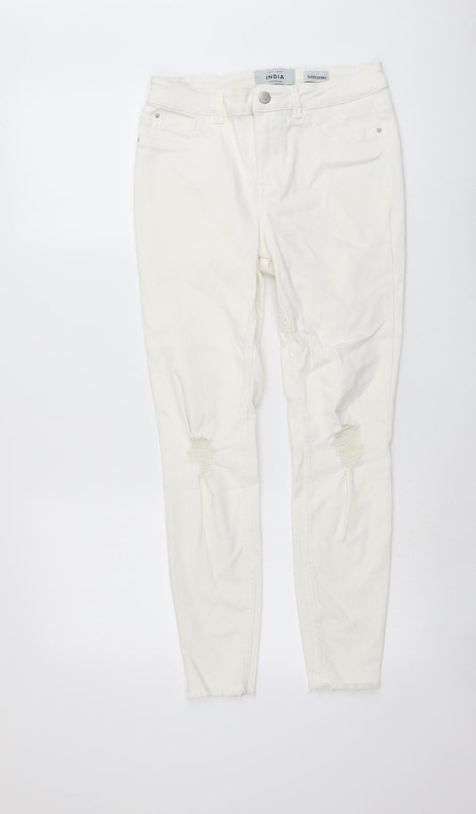 New Look Womens Ivory Cotton Jegging Jeans Size 10 L26 in Regular Button