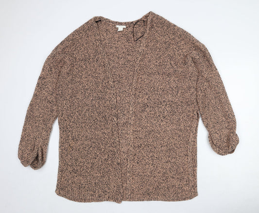 H&M Womens Beige V-Neck Cotton Cardigan Jumper Size M - Size M/L