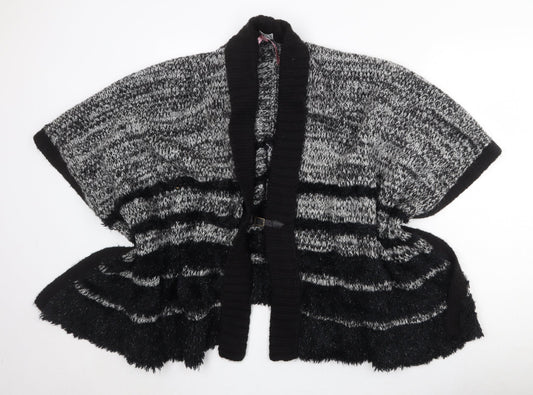 Lipsy Womens Grey V-Neck Striped Acrylic Cardigan Jumper Size S