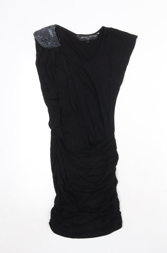 New Look Womens Black Polyester Bodycon Size 6 Round Neck Pullover