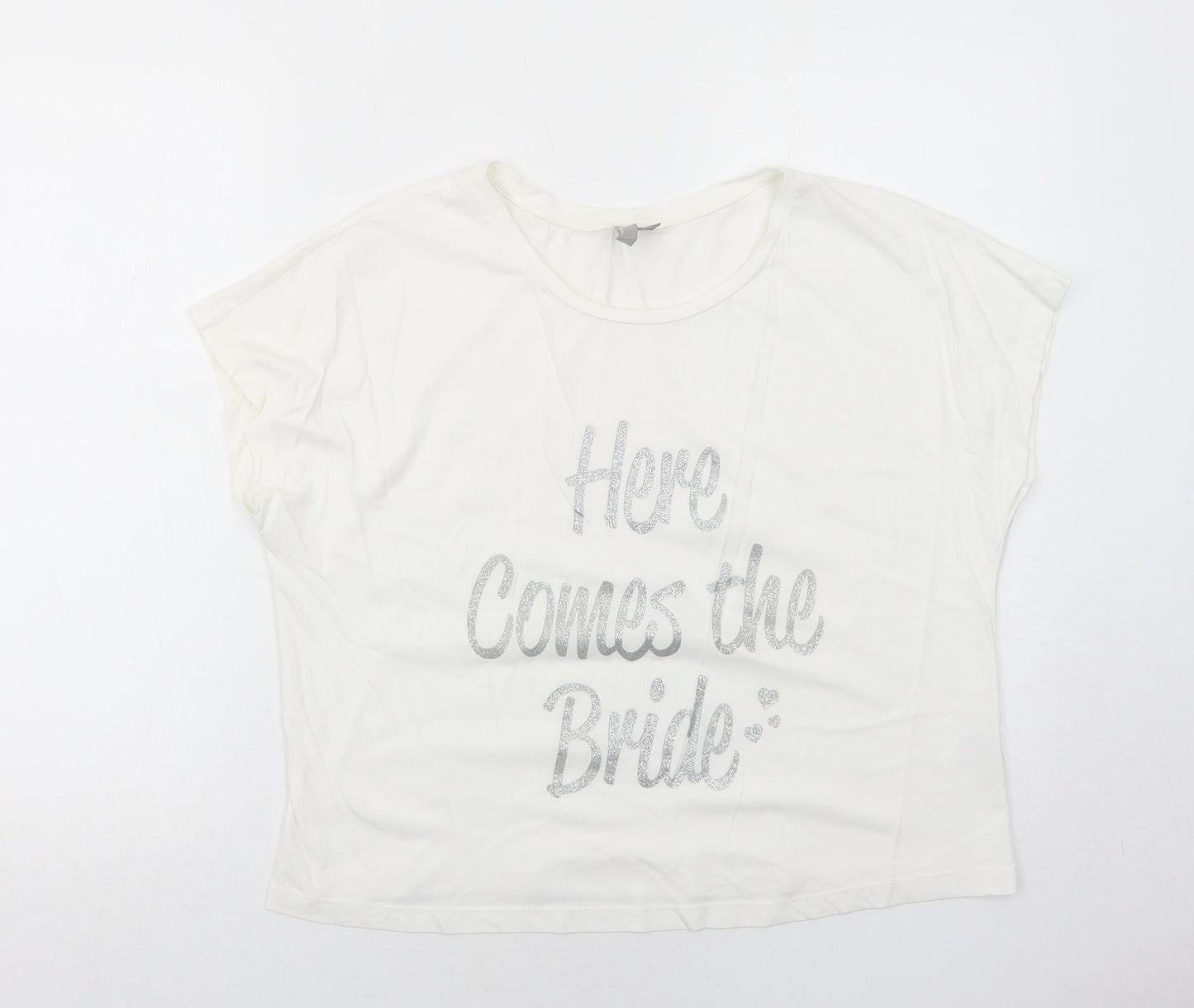 ASOS Womens White Cotton Basic T-Shirt Size S Round Neck - Here Comes The Bride