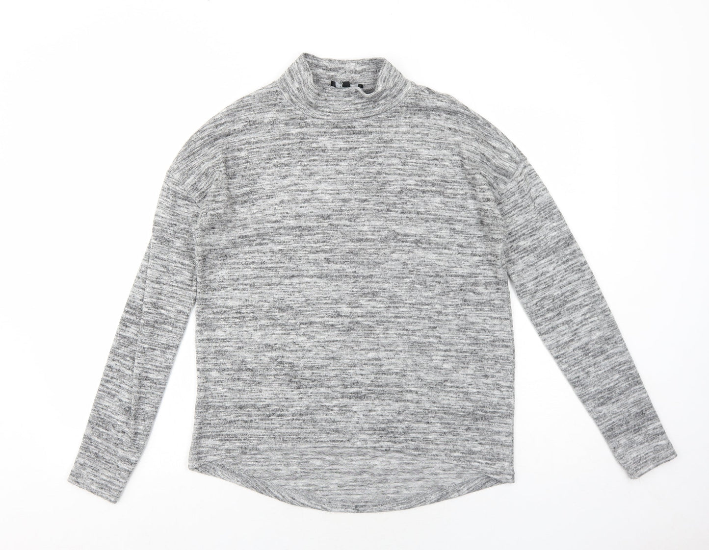 New Look Womens Grey Mock Neck Polyester Pullover Jumper Size 6