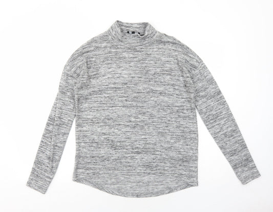 New Look Womens Grey Mock Neck Polyester Pullover Jumper Size 6