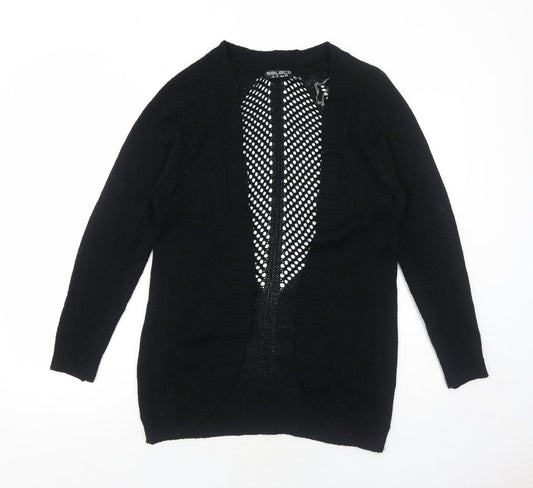 Select Womens Black Round Neck Acrylic Cardigan Jumper Size 10