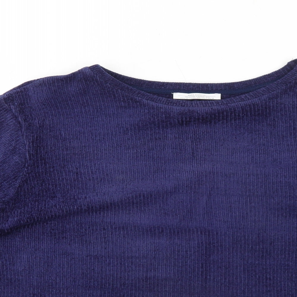 Zara Womens Blue Round Neck Acrylic Pullover Jumper Size M Pullover