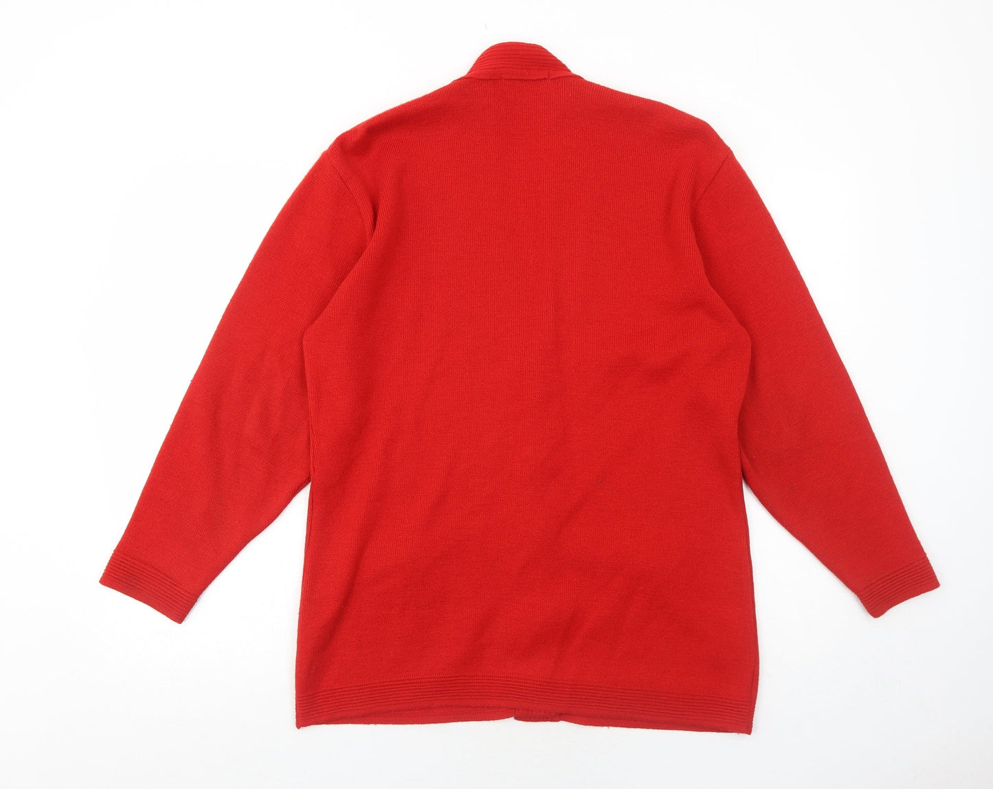 Laura Gribby Womens Red V-Neck Acrylic Cardigan Jumper Size M