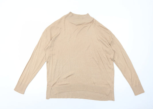 Dorothy Perkins Womens Beige High Neck Viscose Pullover Jumper Size 10