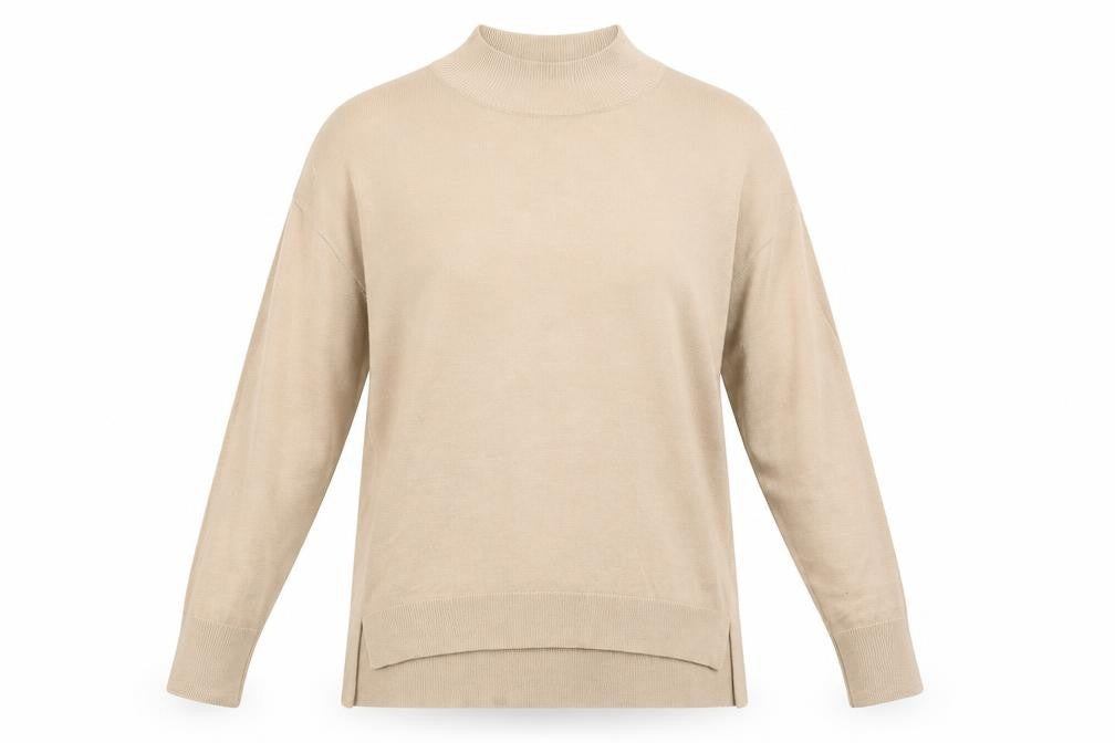Dorothy Perkins Womens Beige High Neck Viscose Pullover Jumper Size 10