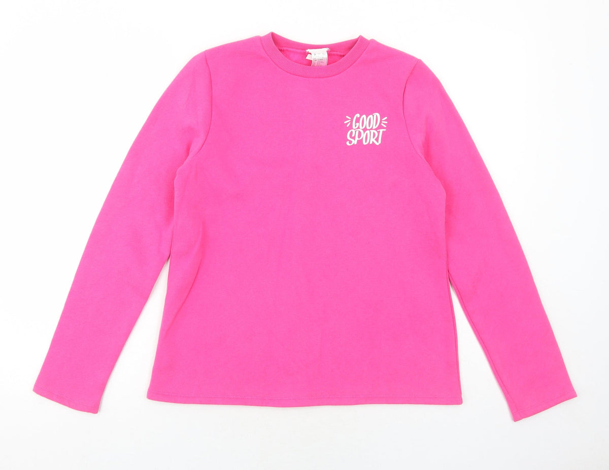 DECATHLON Girls Pink Polyester Pullover Sweatshirt Size 14 Years Pullover - Good Sport