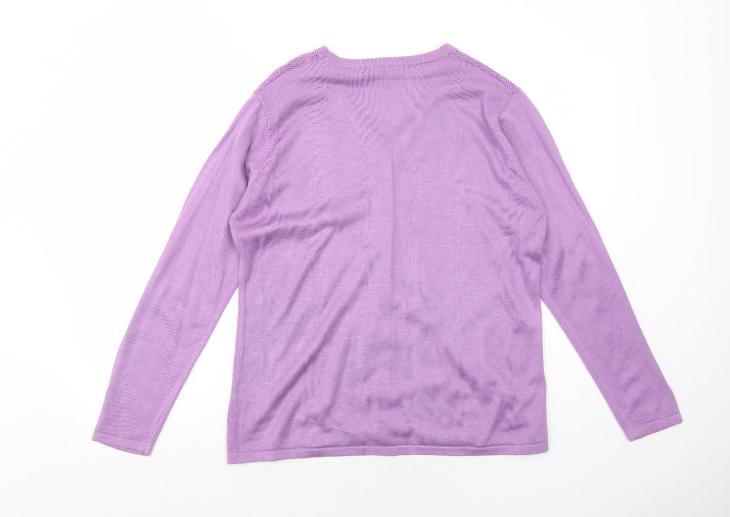 Bonmarché Womens Purple V-Neck Acrylic Cardigan Jumper Size M