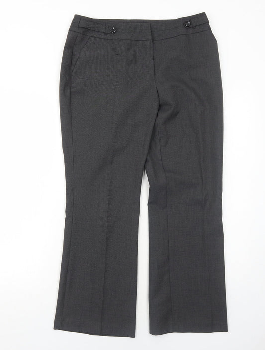BHS Womens Grey Polyester Trousers Size 12 Regular Zip