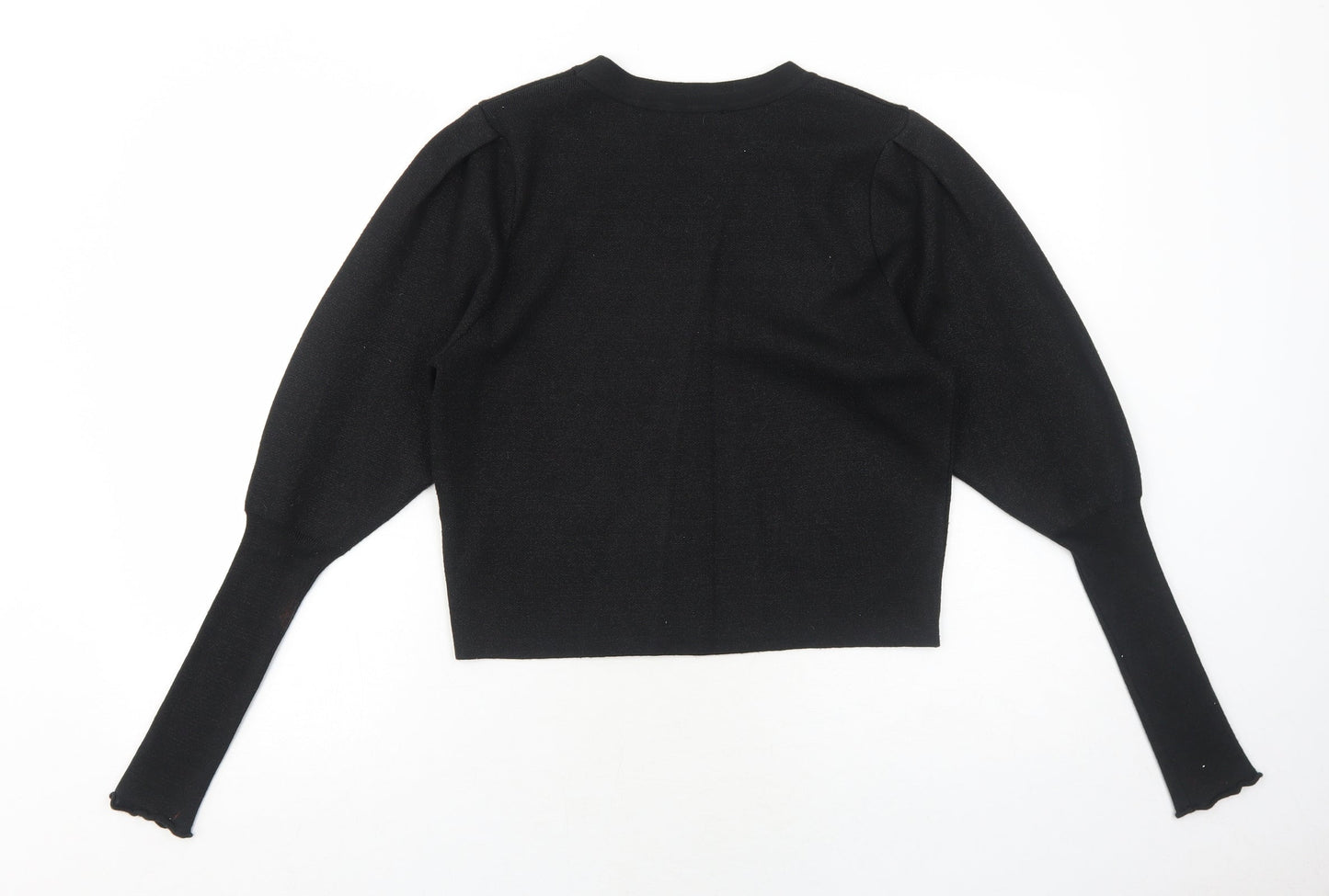 Zara Womens Black Round Neck Viscose Pullover Jumper Size M