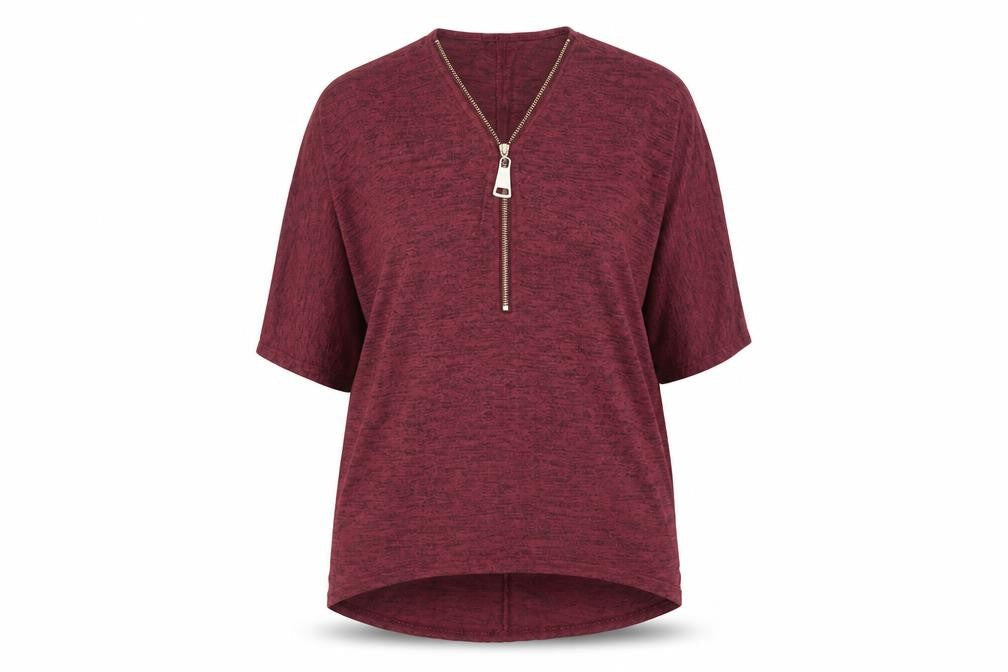 New Look Womens Red Viscose Basic T-Shirt Size S V-Neck