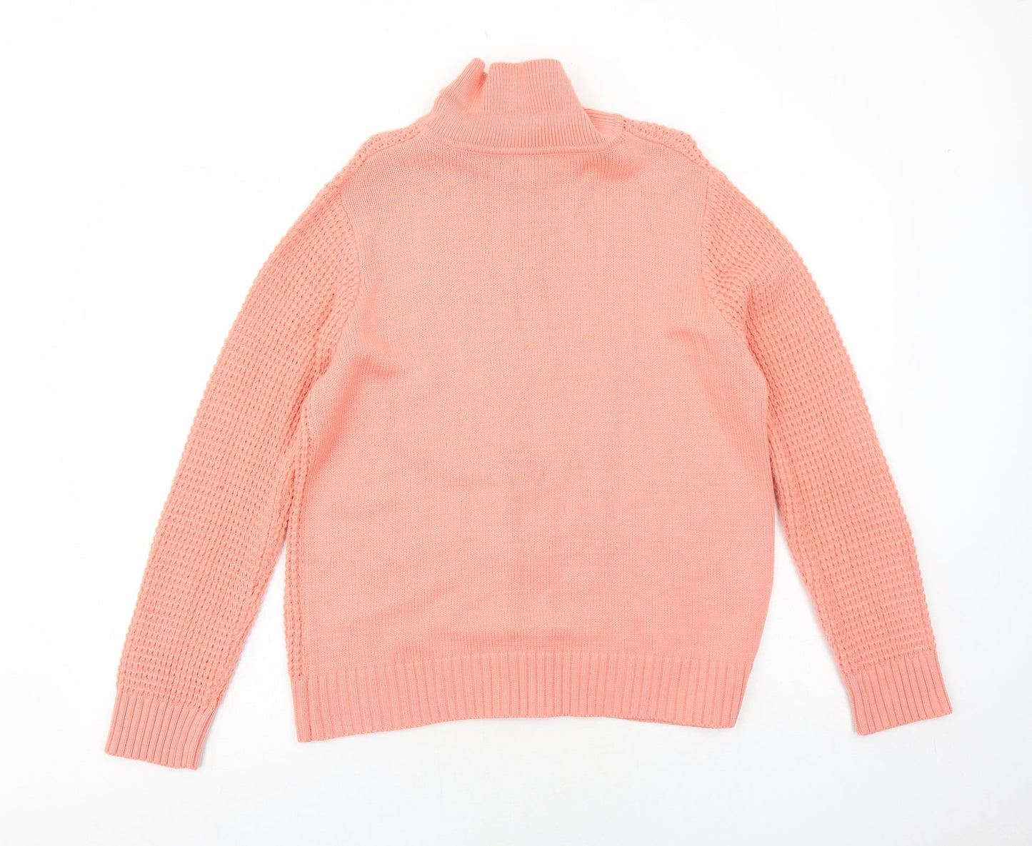Bonmarché Womens Orange High Neck Acrylic Full Zip Jumper Size M