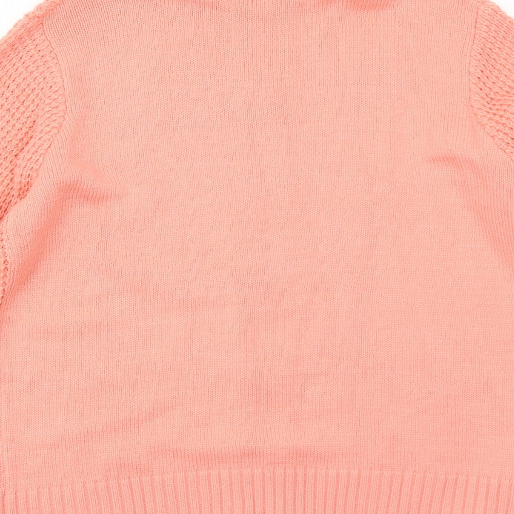 Bonmarché Womens Orange High Neck Acrylic Full Zip Jumper Size M