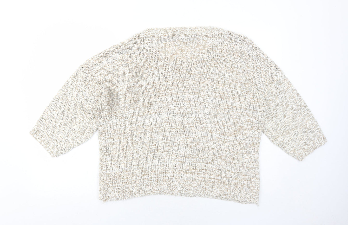Bonmarché Womens Beige Round Neck Acrylic Pullover Jumper Size M