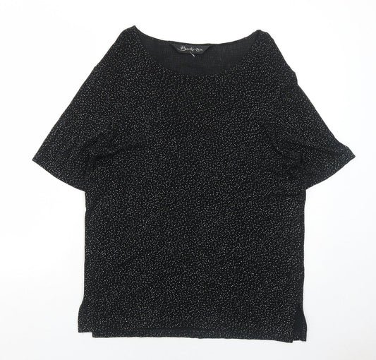 Berkertex Womens Black Acetate Basic T-Shirt Size 12 Round Neck
