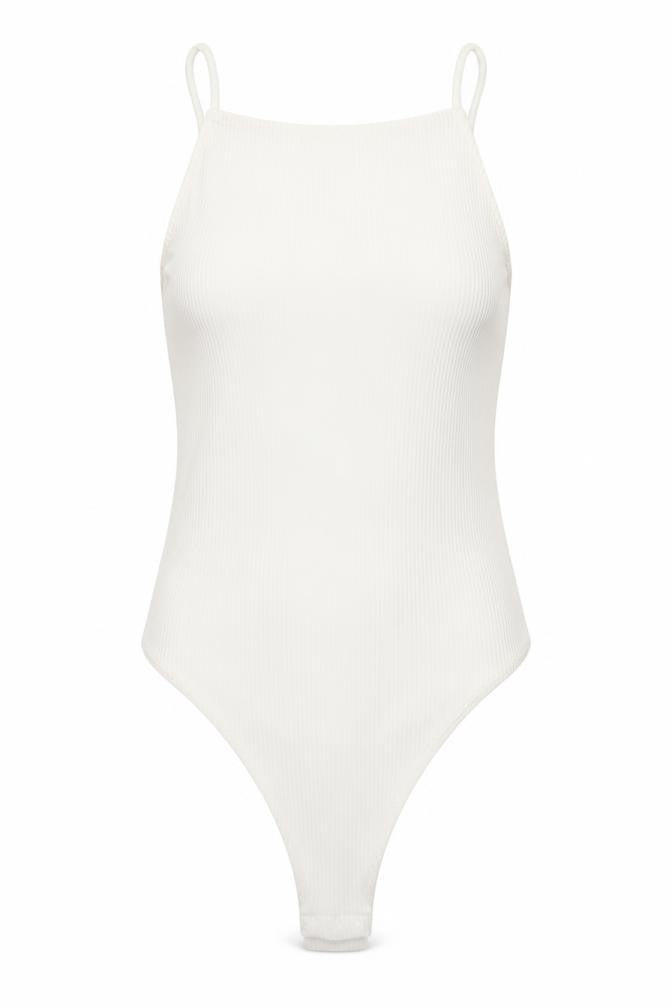 H&M Womens White Viscose Bodysuit One-Piece Size S Snap